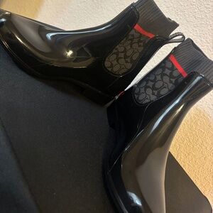 COACH Womens Rivington Signature Knit Rain Booti